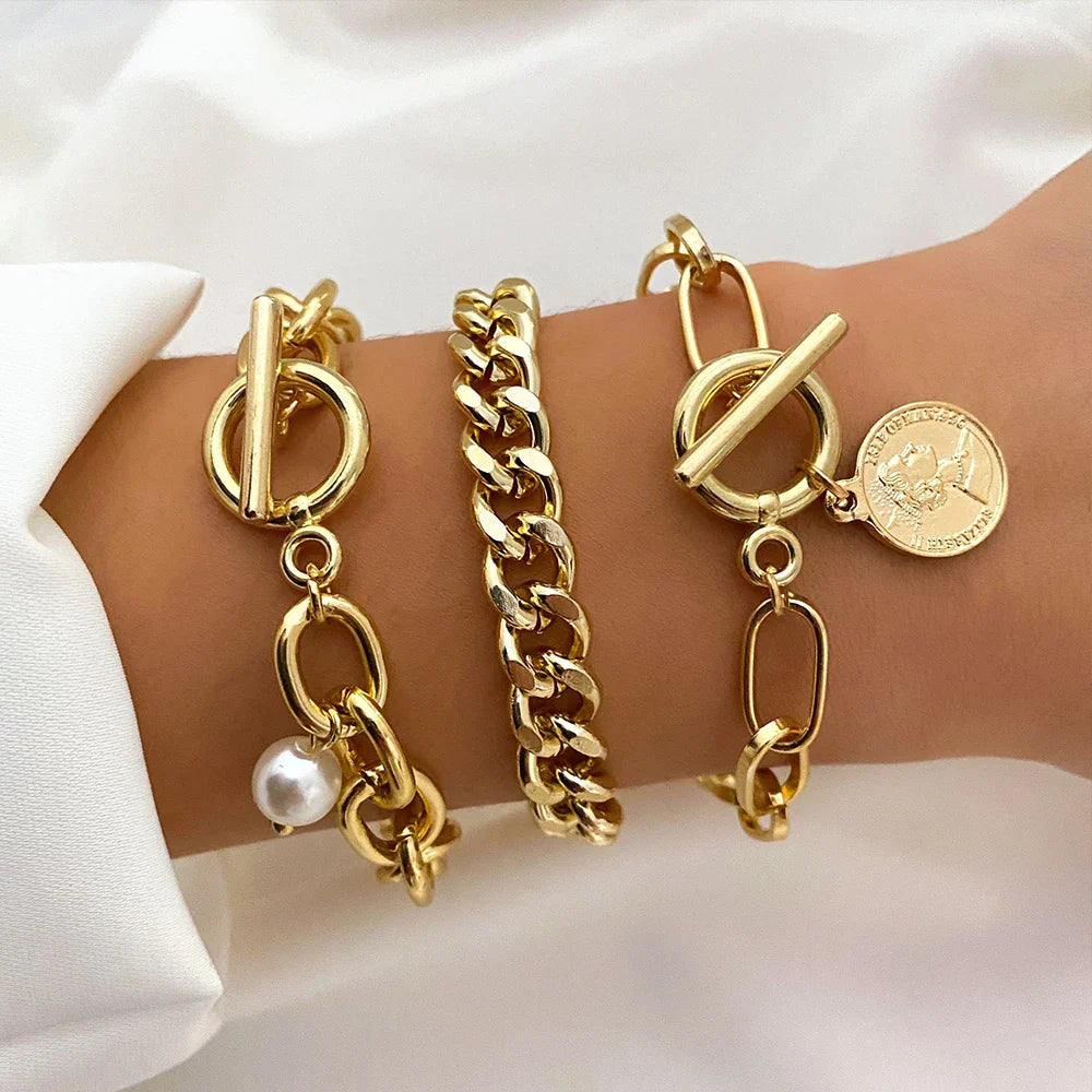 Pulsera de oro OT con perla 💖 + 2 pulseras extra de regalo 🎁