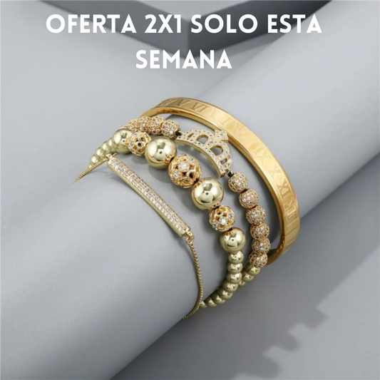 Oferta Exclusiva 2 X 1 Pulsera Premium Reina Doradas